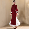 秋冬季国风新中式长款长袖新款年轻款复古旗袍SC22373 商品缩略图1