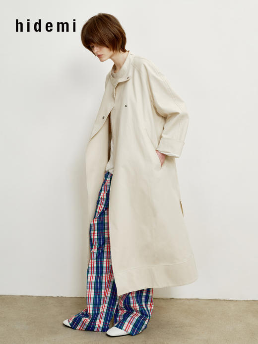 hidemi副线小h 设计感松弛廓形立领长袖风衣外套 商品图4