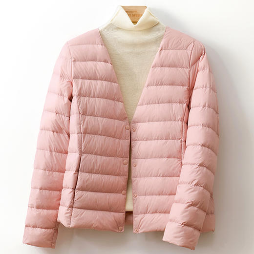 丁摩 新国标90绒内胆轻薄羽绒服女款短款无领秋冬薄白鸭绒轻便内穿5ZF-156 商品图2