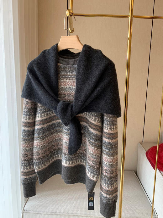 16-5 小禾 绵羊毛牦牛绒混纺 围巾 三角巾 商品图0