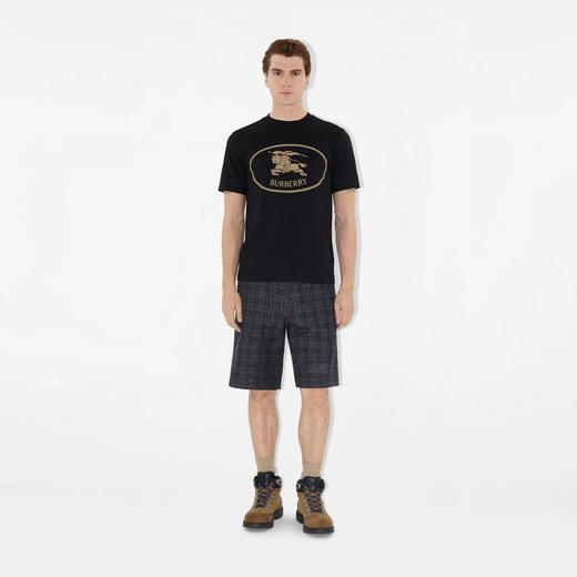 BURBERRY 巴宝莉 男士马术骑士印章印花棉质圆领短袖T恤 黑色 8110953 A1189 商品图2