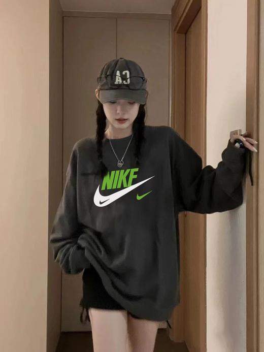 奈克新款高级灰水泥灰印花圆领卫衣情侣款 商品图2