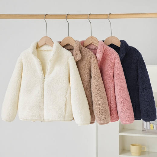 儿童长绒摇粒绒保暖立领拉链夹克外套110-140码 商品图0