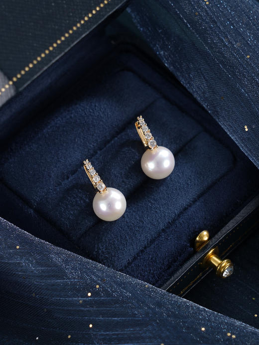 子佩集【璇玑天后】银S925珍珠惜王妃耳钉【MLEH028】9mm珠镀金扣环2601 商品图5
