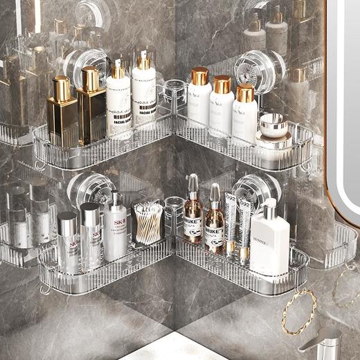 家用浴室卫生间转角置物架吸盘式免打孔安装洗漱用品化妆品收纳架 商品图2