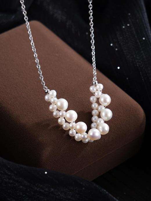 子佩集【珠链垂月】银S925珍珠惜王妃项链【SPN0730003】3.2mm小珠5.2mm大珠一字串珠2601 商品图7