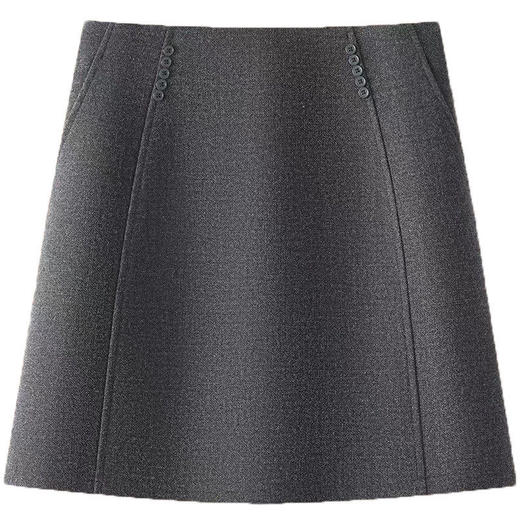 「自」全新升级【铂金会员146/天猫199/差价53】(13144)洛诗琳高腰显瘦毛呢半身裙2026新款简约气质厚款细闪A字裙 商品图4