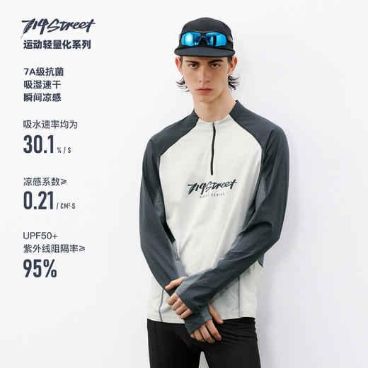 714street7A抗菌速干骑行服凉感防晒长袖 2026春季宽松运动T恤男 商品图0
