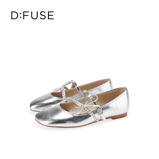 Dfuse迪芙斯2026春季新款斜方头钻链亮面漆皮玛丽珍单鞋平跟鞋女鞋DFE1111017 商品图13