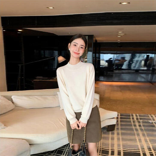 【半高领】百搭微宽松套头针织打底衫 商品图1