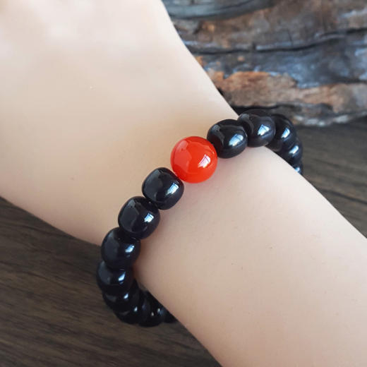 【天然正品】天然青海料细腻烟紫桶珠约9.7*8.8MM和田玉配南红玛瑙单珠手串 9.7*8.8MM(皆取最大值) 171225NJS52特价：880 商品图6