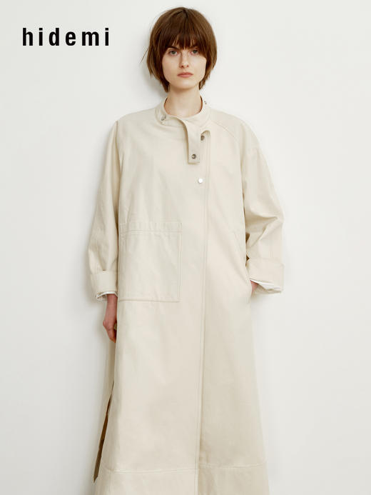 hidemi副线小h 设计感松弛廓形立领长袖风衣外套 商品图2