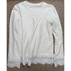 阳光味道 白色抓绒长袖T恤 拼接精致刺绣花边 超软糯的面料触感 一年可穿三季 商品缩略图5