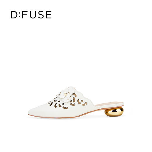 Dfuse迪芙斯2026春季新款尖头格桑花镂空半包头平跟穆勒拖鞋凉拖鞋DFE1110026 商品图11