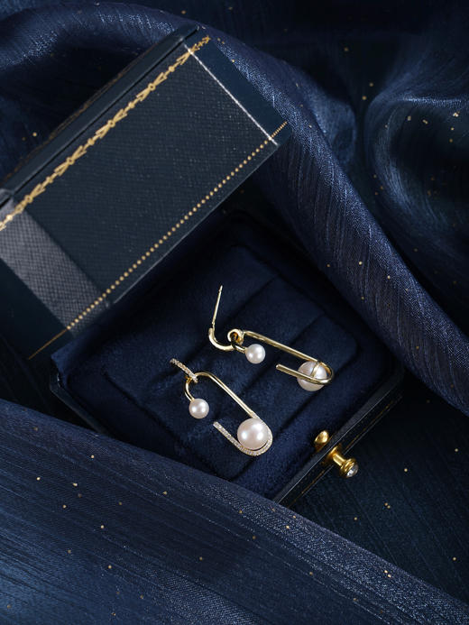 子佩集【珠萦月梦】银S925珍珠惜王妃耳环【MLEH024】4.5mm小珠7.5mm大珠半环双珠镀金回形针2601 商品图3