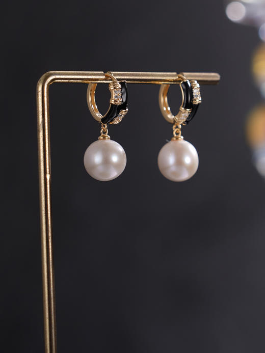 子佩集【皎夜芳华】银S925珍珠惜王妃耳环【MLEH001】10mm珠镀金扣环圆圈2601 商品图4