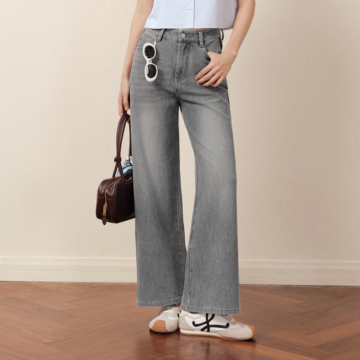 【商场同款】诗凡黎显瘦高腰阔腿裤25秋新款长腿牛仔裤3G7151201 商品图3