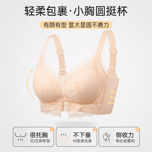 A2-【70-85AB杯】【含桑蚕丝 小胸聚拢】不空杯内衣女防下垂收副乳上托调整型文胸  梨花芳雪 /竹影摇摇 商品图9