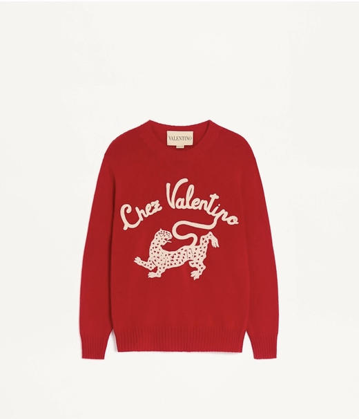 华伦天奴自带氛围的红色羊毛衫！ 商品图1