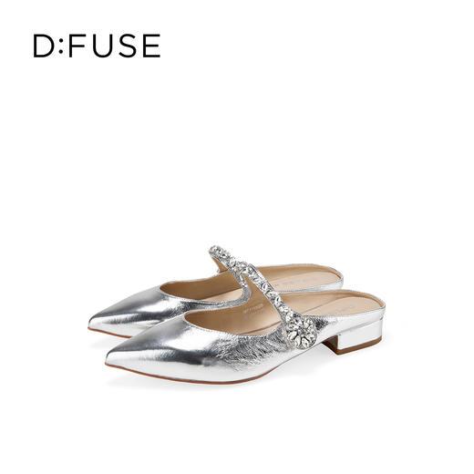 Dfuse迪芙斯2026春季新款尖头钻链半包头平跟穆勒拖鞋凉拖鞋舒适女鞋DFE1110025 商品图12