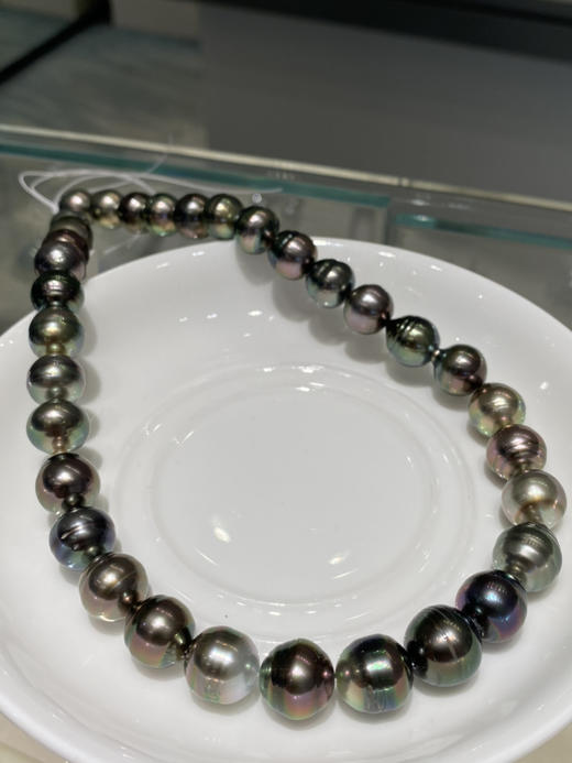 【私席真珠·新年盛宴】大溪地混彩螺纹黑珍珠项链，晕彩丰富，珠光巨亮 商品图1