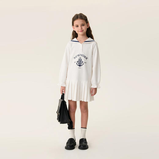马克珍妮海军学院女童百褶连衣裙2026年春装新款560162 商品图1