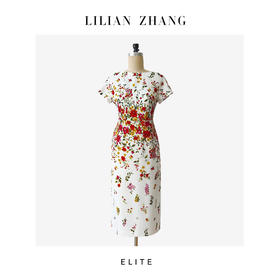 “定制”静奢风「巴黎简奢」“香榭繁花”法式连袖一字领连衣裙 2501150