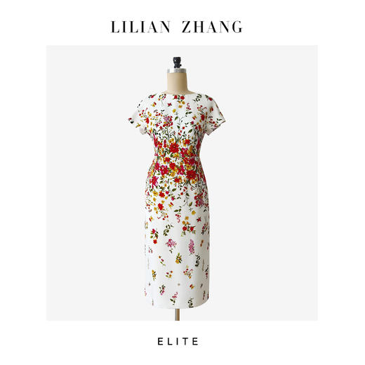 “定制”静奢风「巴黎简奢」“香榭繁花”法式连袖一字领连衣裙 2501150 商品图0