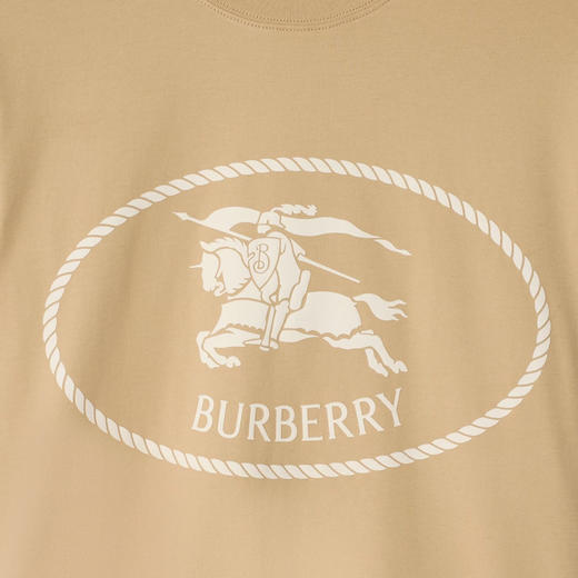 BURBERRY 巴宝莉 男士马术骑士徽标印章棉质圆领短袖T恤 浅黄色 8112805 B8626 商品图1