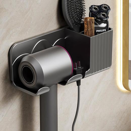 卫生间置物架免打孔吹风机置物架挂壁厕所多功能收纳架电吹风架 商品图0