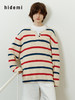 hidemi副线小h 条纹撞色亨利领休闲套头上衣针织衫 商品缩略图7