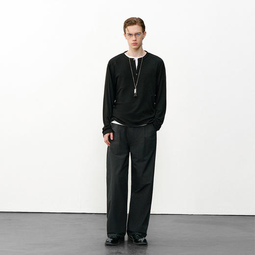 714street纯棉复古格子休闲裤男款2026春季立体廓形双褶直筒长裤 商品图4