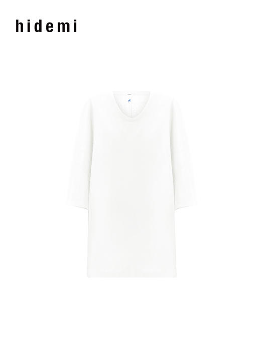 hidemi副线小h 简约U领松弛宽松T恤上衣 商品图14