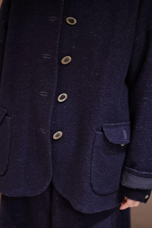 【预售】黄阿福 羊毛小圆领外套 商品图3