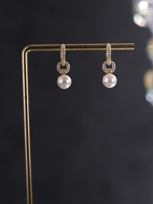 子佩集【甜心环梦】银S925珍珠惜王妃耳环【XXED011】6.5mm珠环环相扣圆圈镀金2601 商品图4