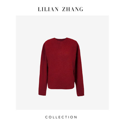 定制—“简影云柔”圆领软糯美丽诺绵羊毛羊绒无缝针织套衫 2608001 商品图1