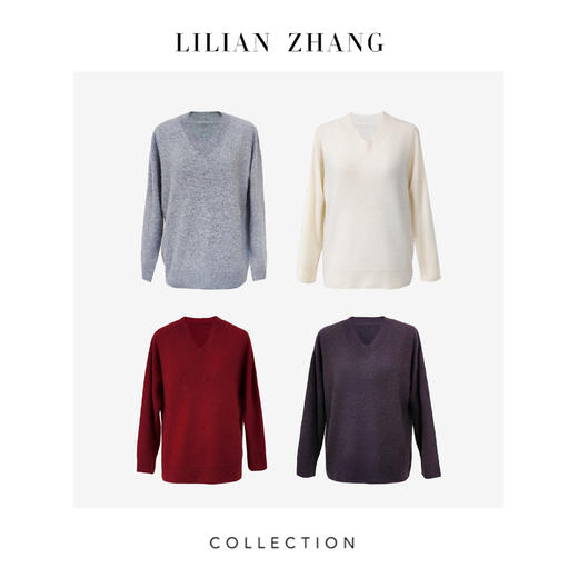 定制—“简影云柔”V领软糯美丽诺绵羊毛羊绒无缝针织套衫 2608002 商品图0