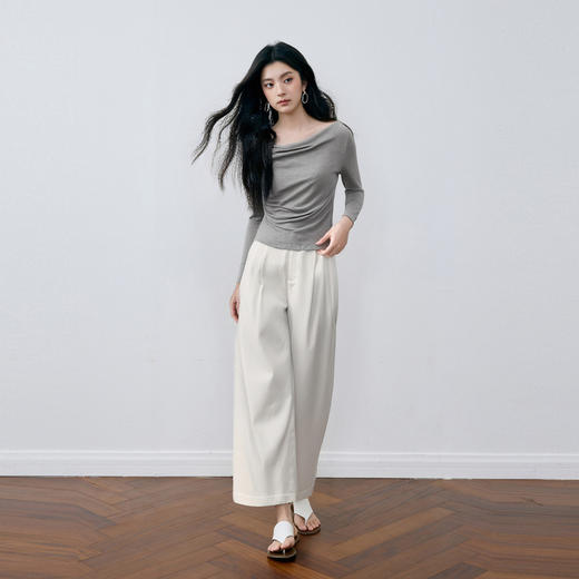 【商场同款】诗凡黎流行荡领打底衫2025秋新款长袖T恤女3G8200881 商品图1