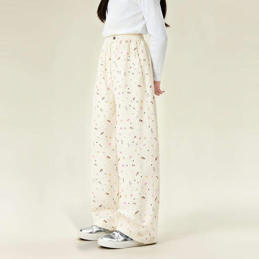 笛莎Deesha 童装女童裤子2026春新款趣味满印阔腿裤 商品图1