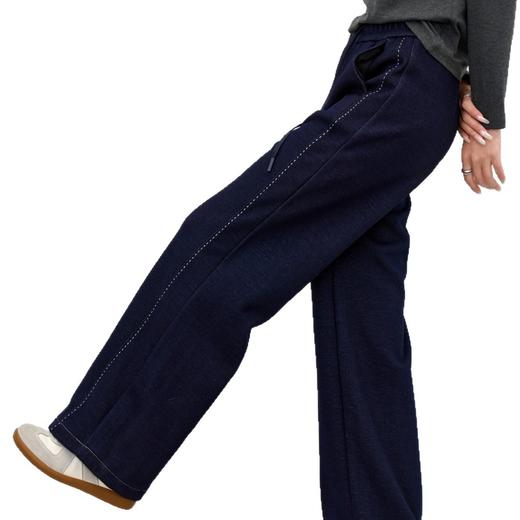 【加厚石墨烯牛仔裤】25冬女装新款加厚保暖牛仔阔腿直筒牛仔休闲裤 商品图8