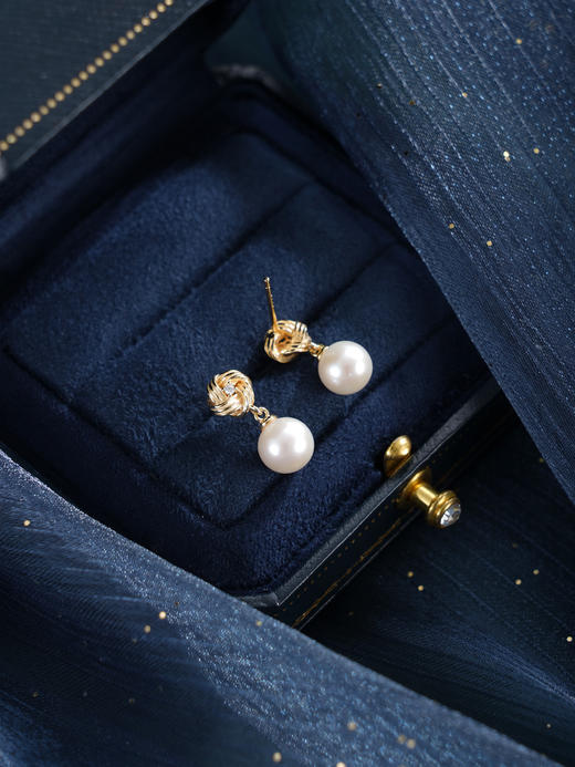 子佩集【皎华流年】银S925珍珠惜王妃耳钉【MLEH007】7mm珠镀金玫瑰2601 商品图5