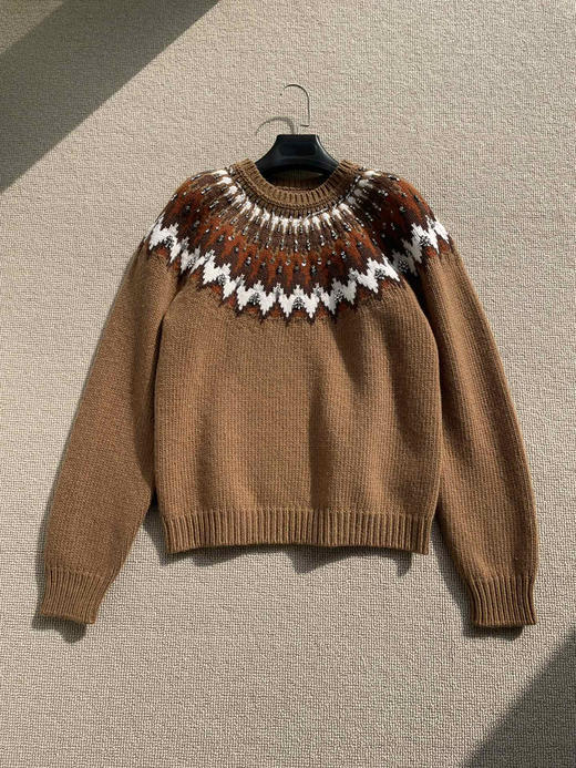 16-6排他性独家圆正 GG纯手工钉珠 重磅费尔岛羊毛提花套头衫 我穿L宽松 商品图8
