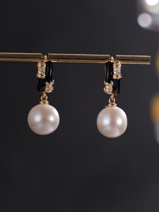 子佩集【皎夜芳华】银S925珍珠惜王妃耳环【MLEH001】10mm珠镀金扣环圆圈2601 商品图3