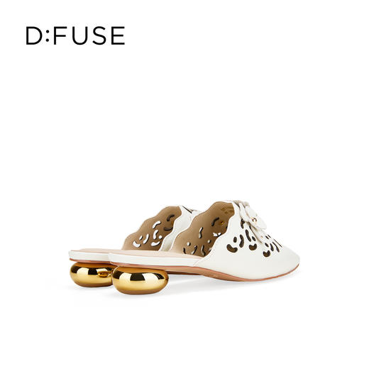 Dfuse迪芙斯2026春季新款尖头格桑花镂空半包头平跟穆勒拖鞋凉拖鞋DFE1110026 商品图13