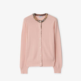 BURBERRY 巴宝莉 女士 罗纹针织饰边羊毛针织开衫 粉色 8112163 C2989