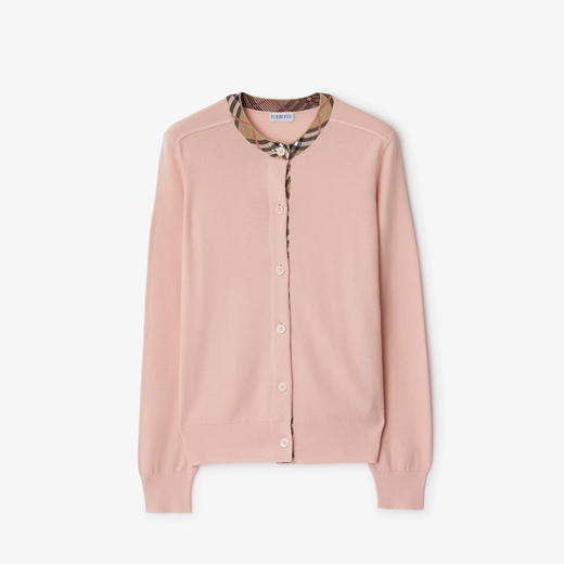 BURBERRY 巴宝莉 女士 罗纹针织饰边羊毛针织开衫 粉色 8112163 C2989 商品图0