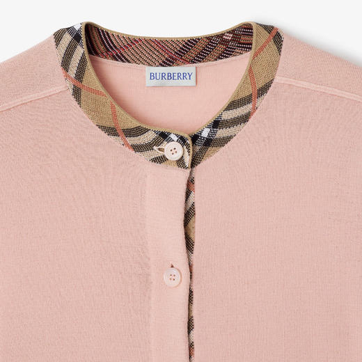 BURBERRY 巴宝莉 女士 罗纹针织饰边羊毛针织开衫 粉色 8112163 C2989 商品图3