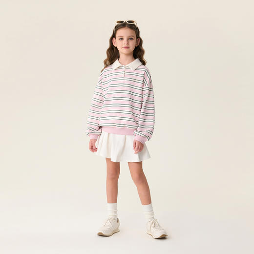 马克珍妮条纹学院女童Miu系POLO卫衣2026年春装新款560181 商品图2