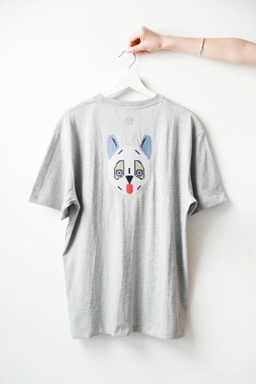 手工刺绣tee，背后大印花。胸口小标祖灰全棉圆领短袖t恤E010660 商品图7