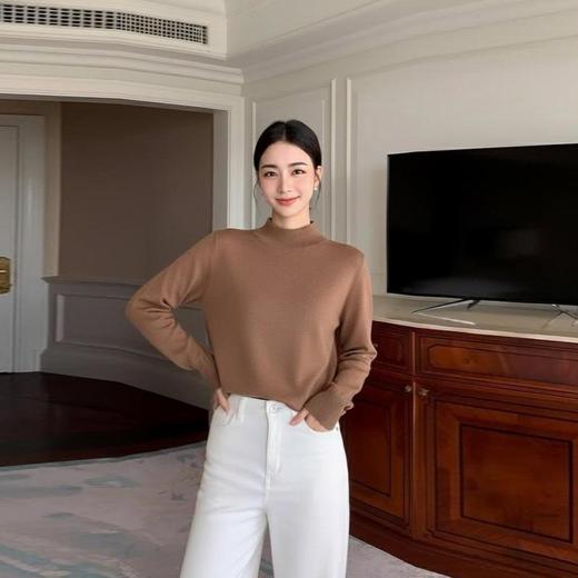 【半高领】百搭微宽松套头针织打底衫 商品图5